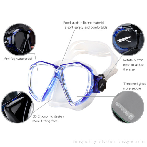 Wide View Anti-fogging Diving Mask with Gopro Camera Mount Easybreath Face Snorkeling Mask